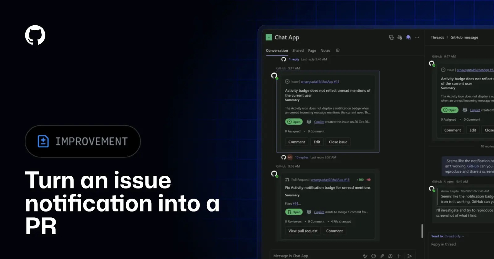 Nieuwe GitHub-app in Teams maakt van een bugmelding een pull request