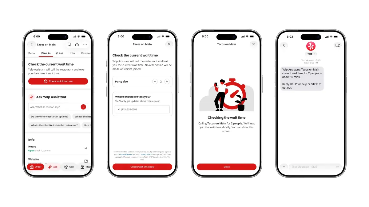 Yelp laat een AI-agent het restaurant bellen over de wachttijd