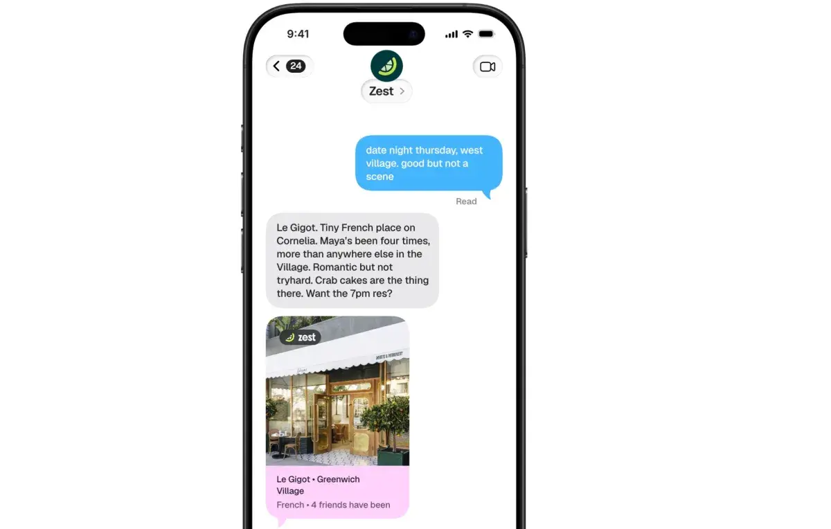 Zest boekt restaurants per sms met een AI-agent